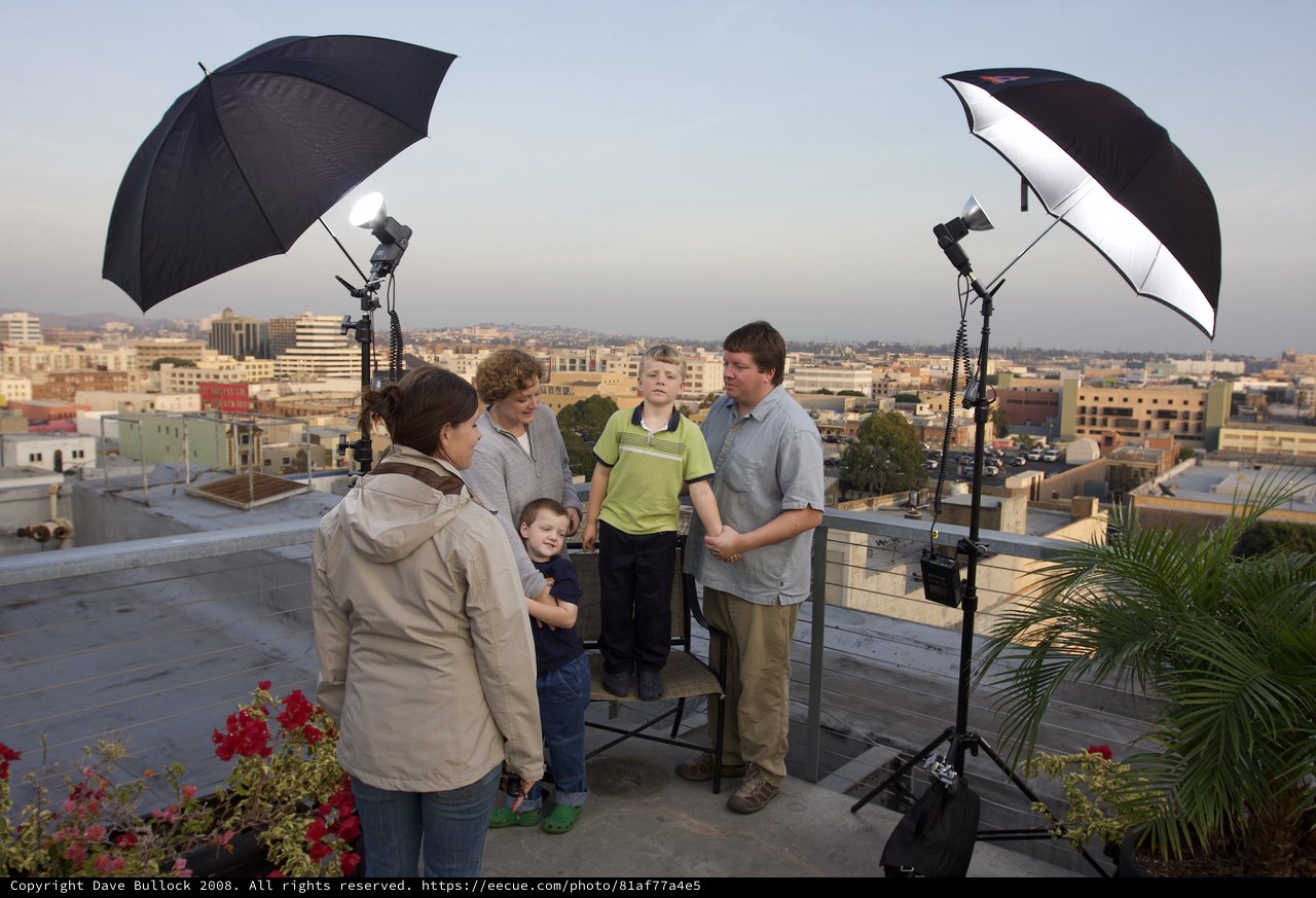 Rooftop Family Portrait Session with Studio Lighting