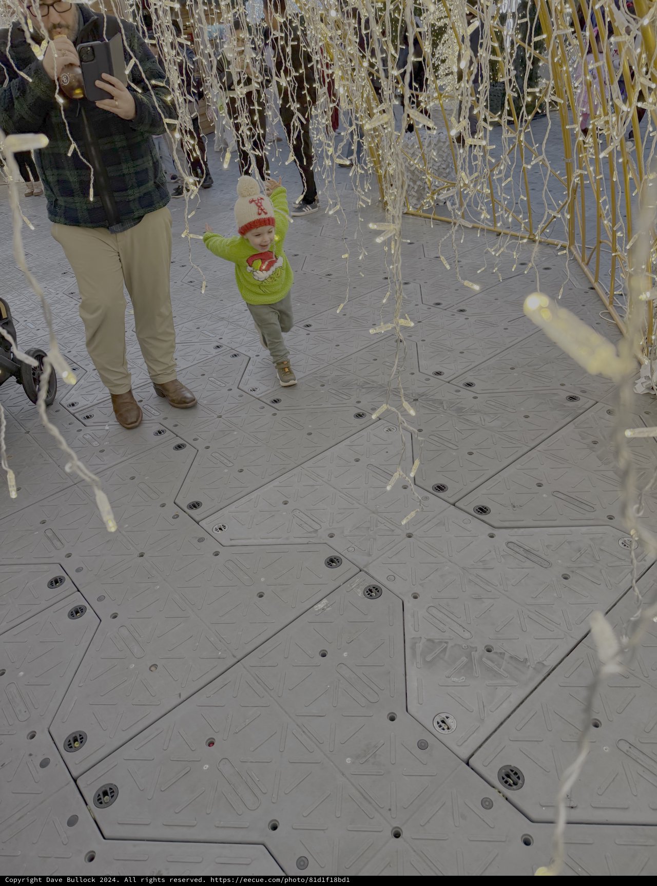 Child Playing in Interactive Silly String Installation