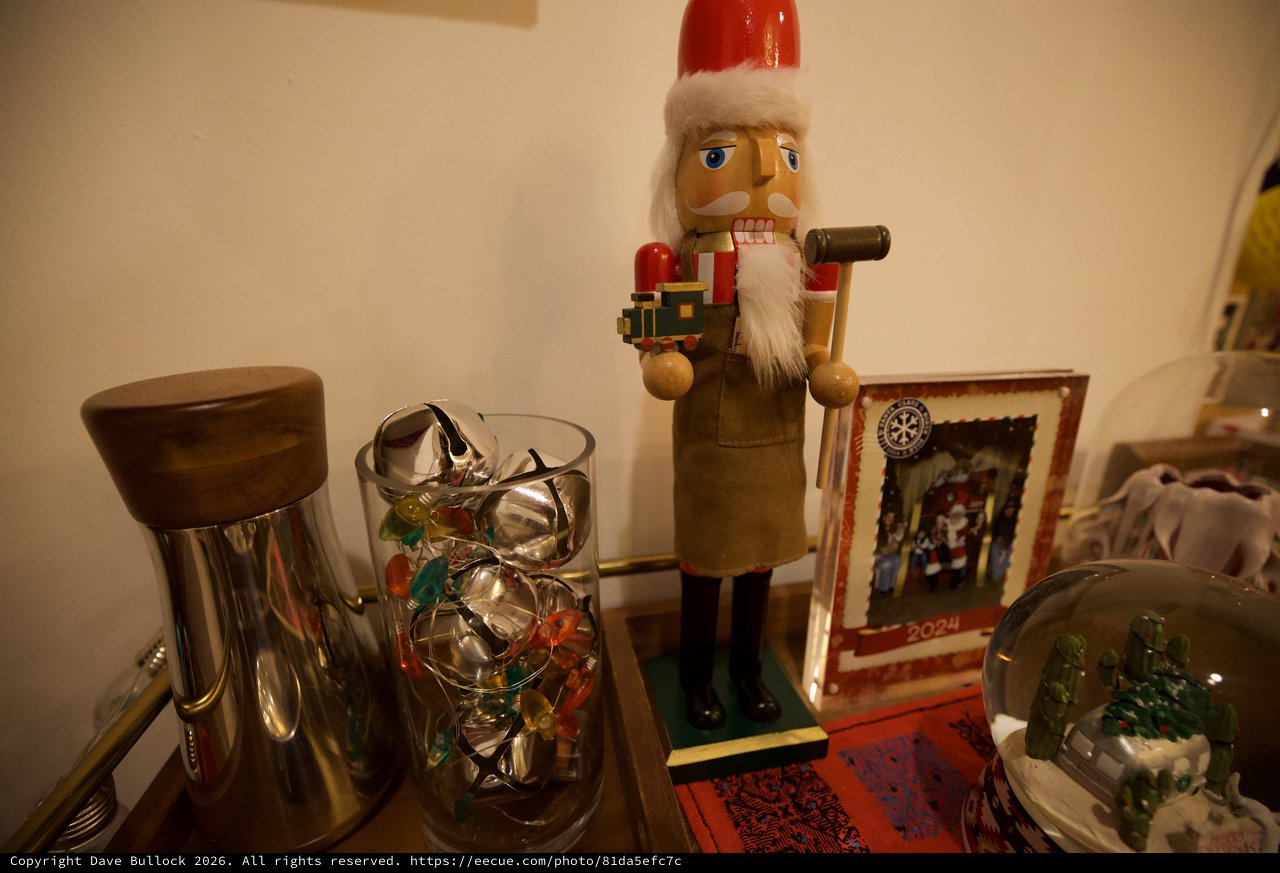 Traditional Nutcracker with Holiday Decorations Display