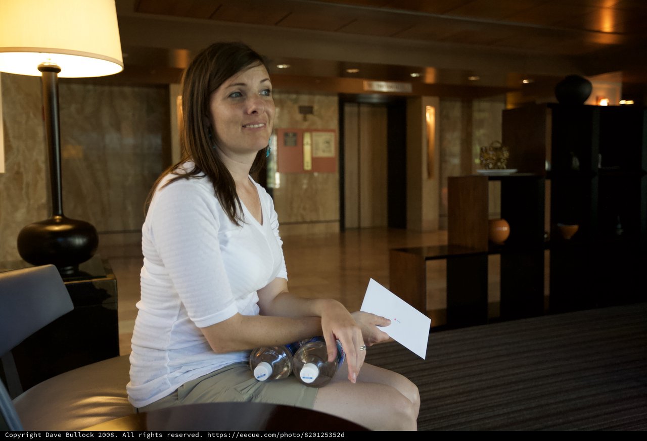 Woman Relaxing in Upscale Hotel Lobby San Francisco