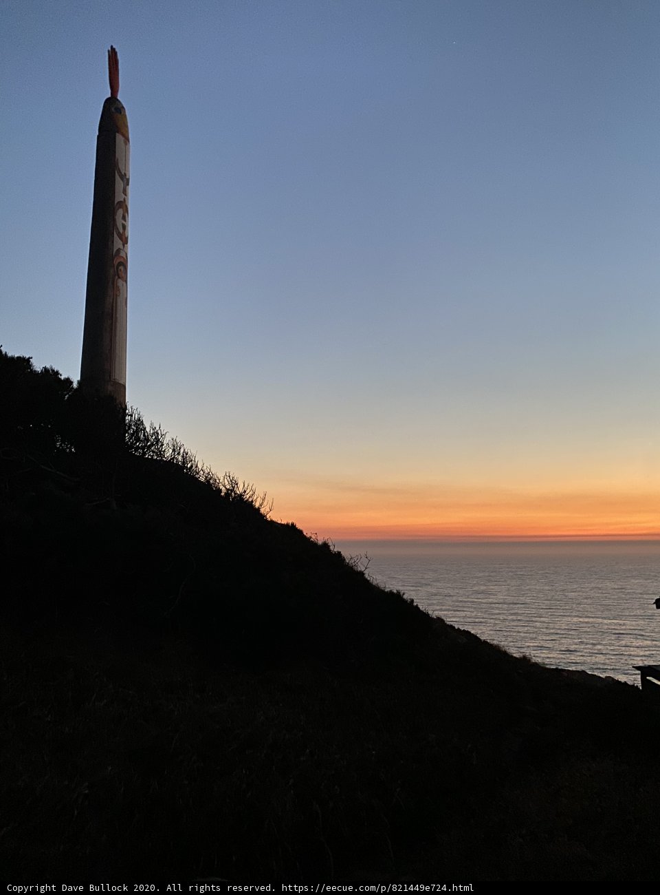 Sun-kissed monument overlooking the Pacific