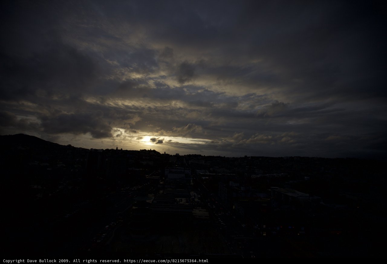 Setting Sun Silhouette on San Francisco Skyline