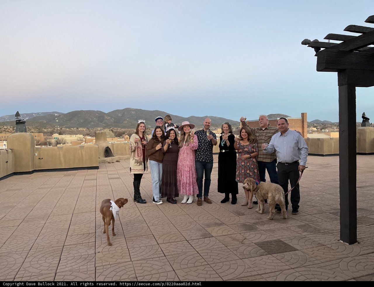 People and Their Pup Relaxing on a Santa Fe Patio