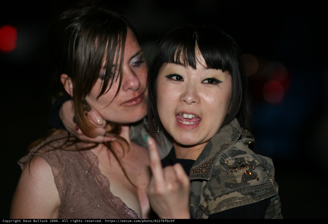 Two Friends Posing at Night Event in 2006
