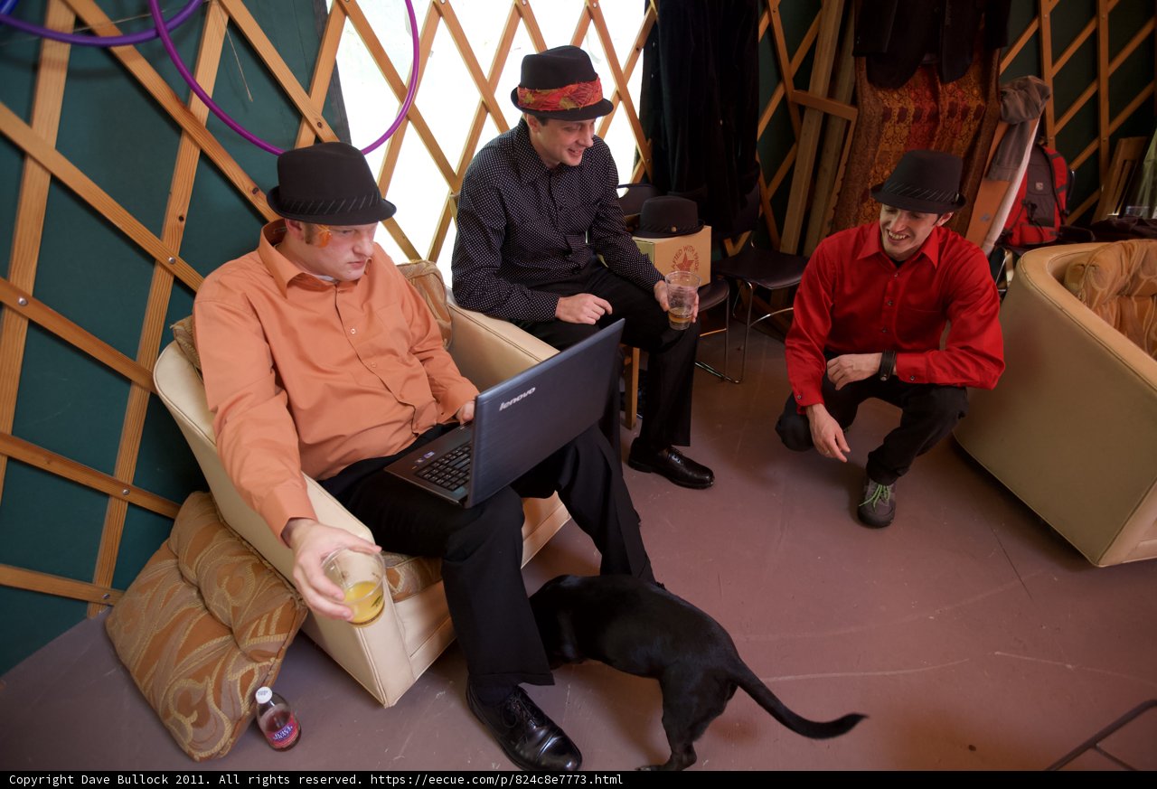Three Men and a Dog on the Couch