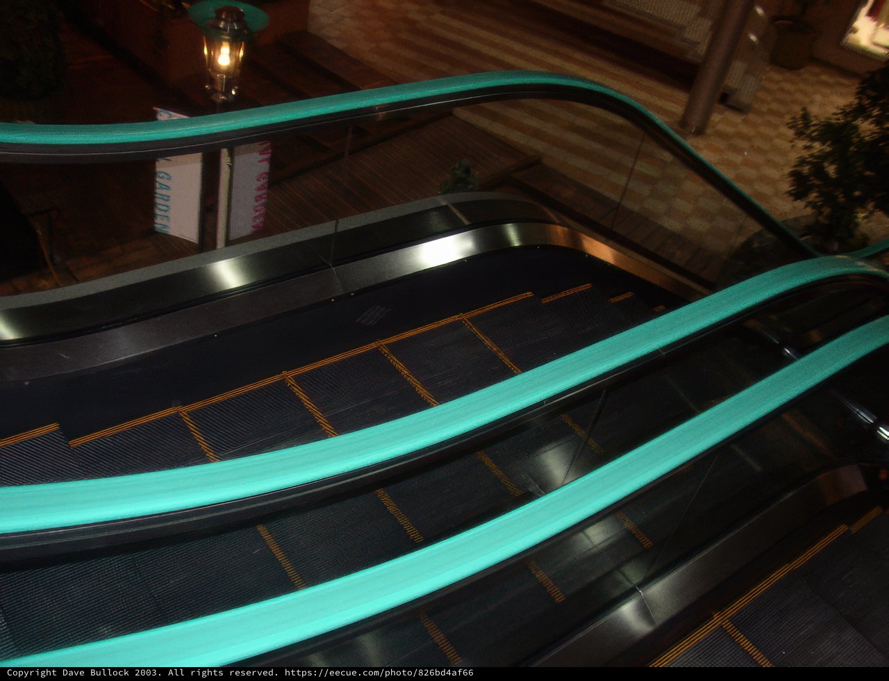 Green Striped Escalator in Kyoto City Hall