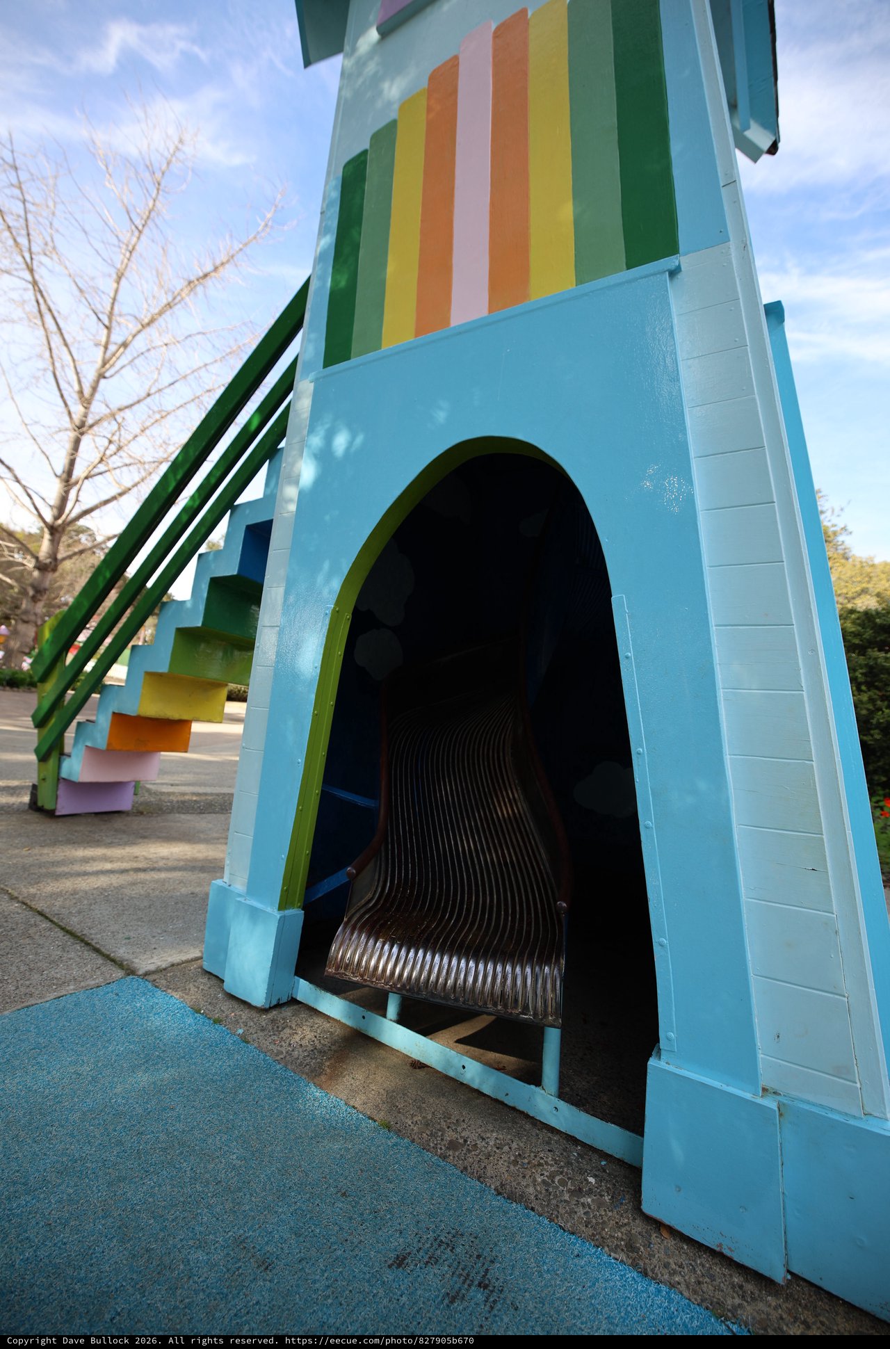 Colorful Rainbow Slide Tunnel at Playground