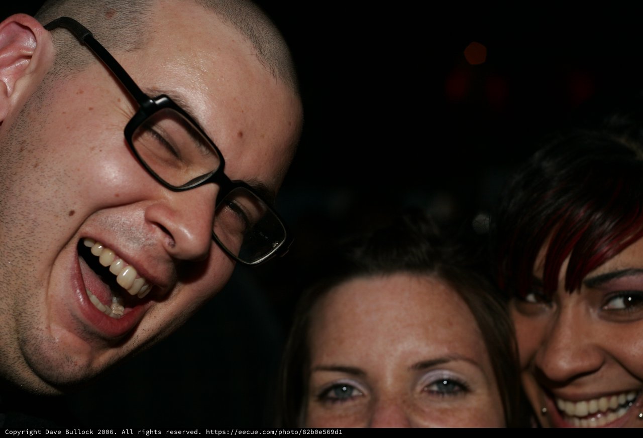 Three Friends Laughing Together at Night Out