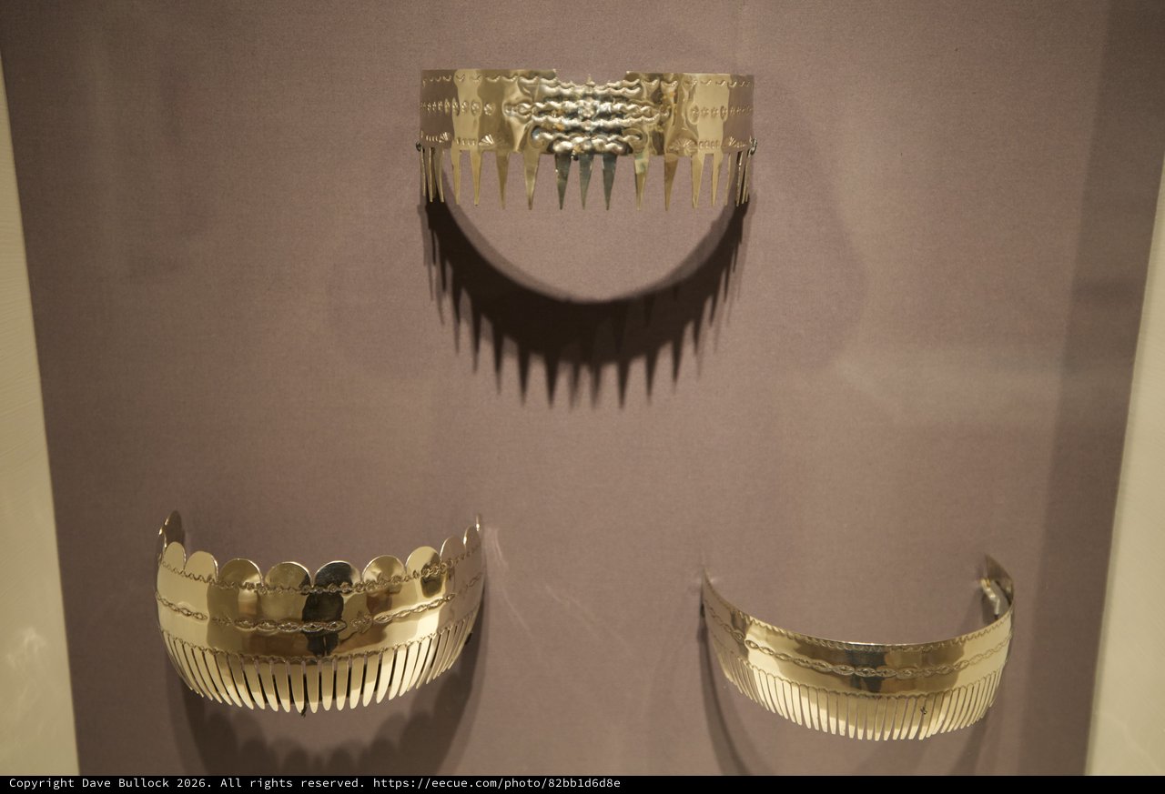 Ancient Gold Ceremonial Headdress and Crowns Museum Display