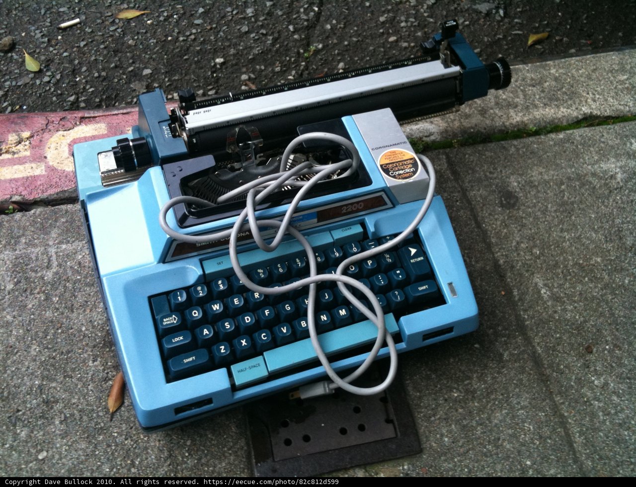 Vintage Blue Typewriter with Cord