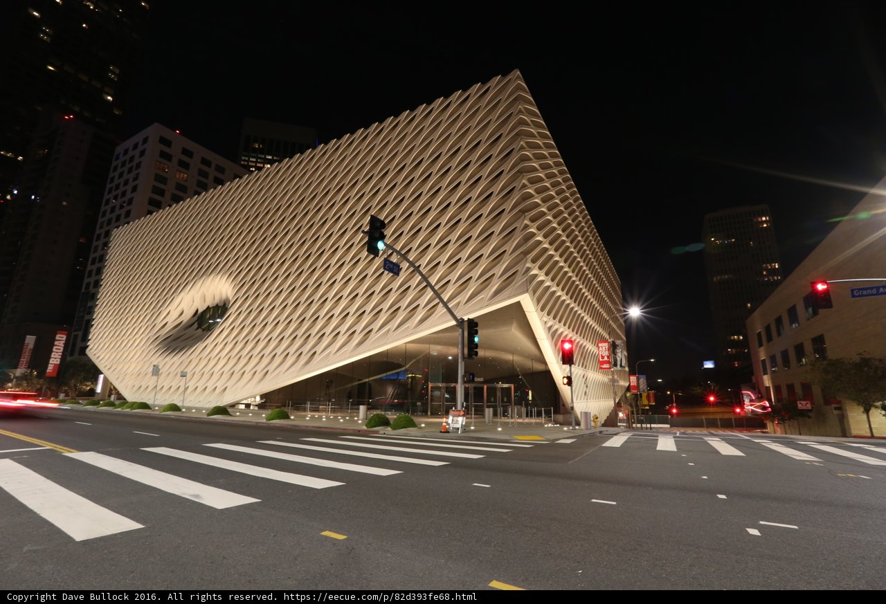 Nighttime View of the Broad Museum and Cityscape