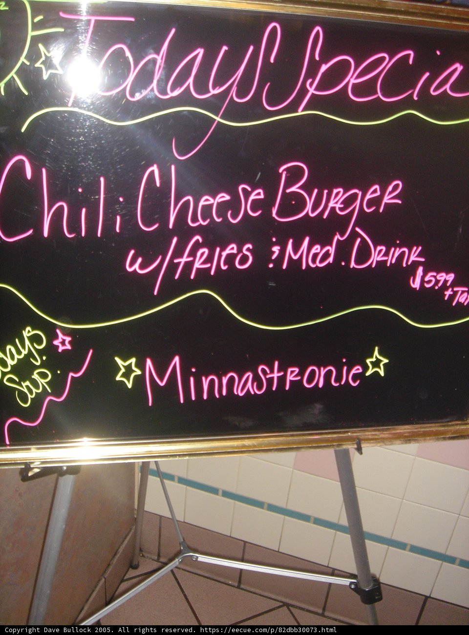 Today's Special Chili Cheese Burger