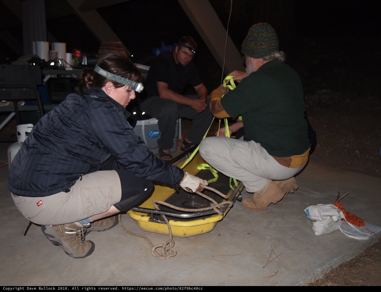 Nighttime Field Research Team Prepares Scientific Equipment