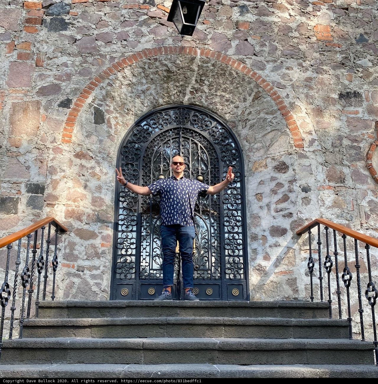 Man at Gothic Arch Building