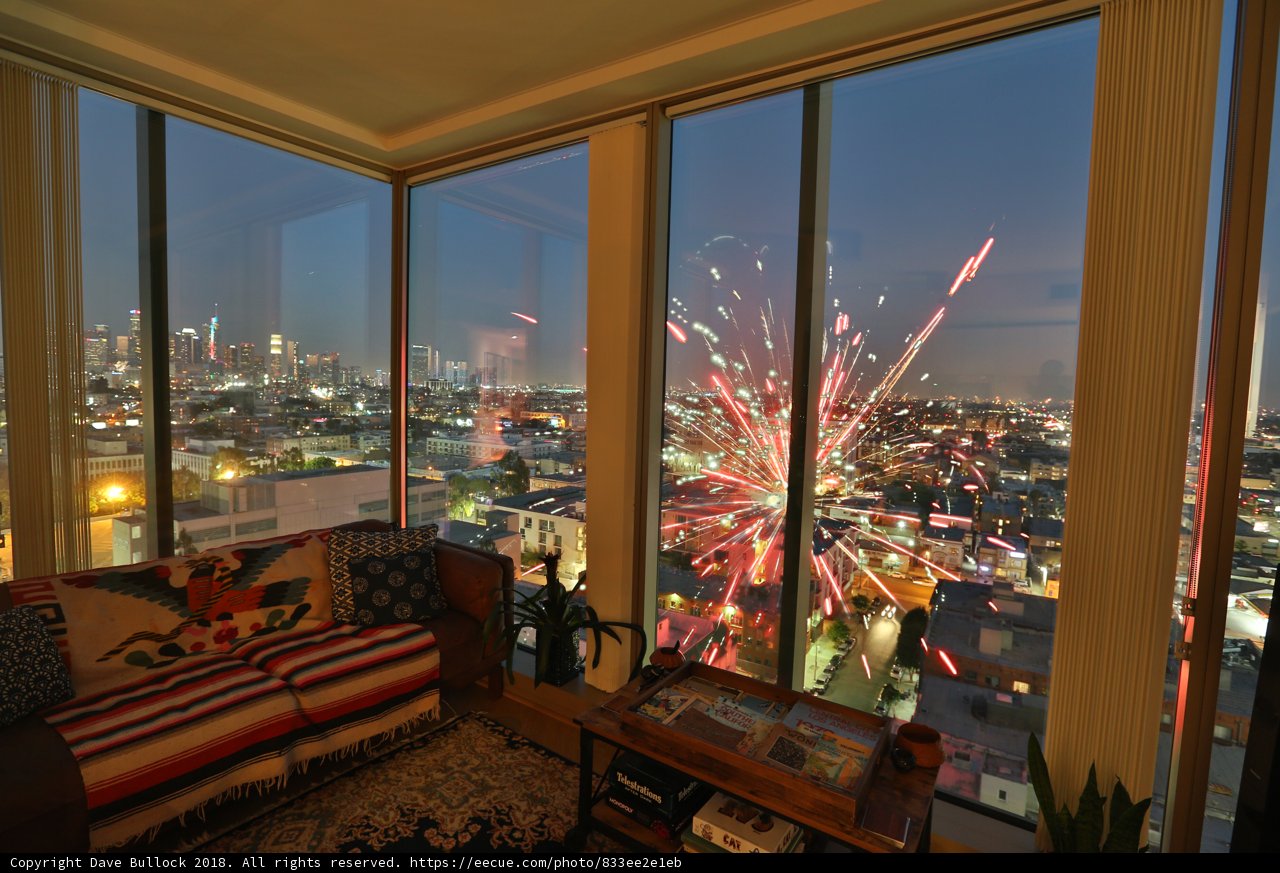 Fireworks Light Up Los Angeles Skyline