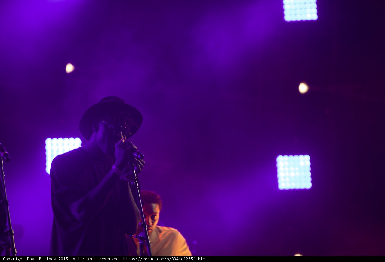 Solange Vocalist Hat Silhouette Singing Mic Stand LED Panels Purple
