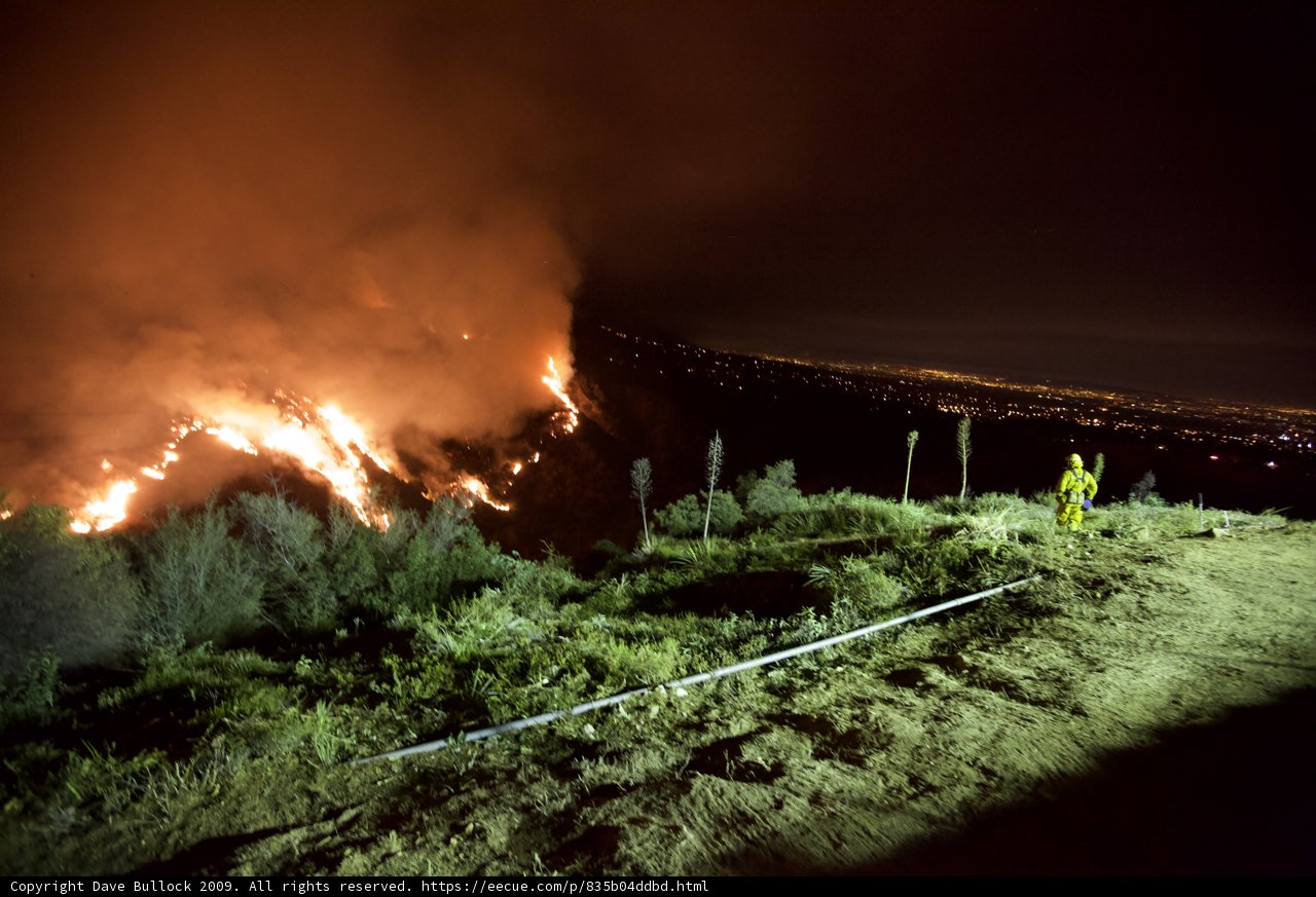 Brave Firefighter on Night Watch