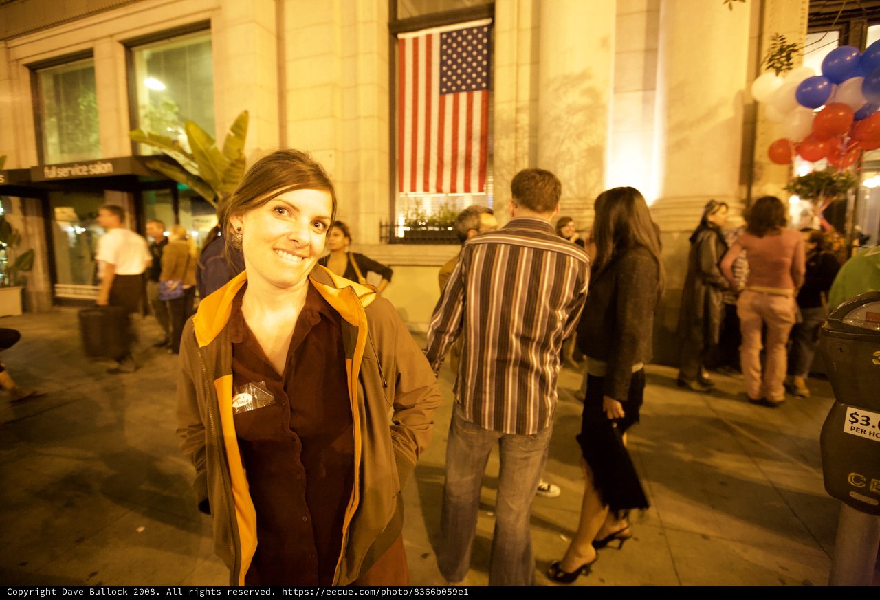 Election Night Celebration on a City Sidewalk