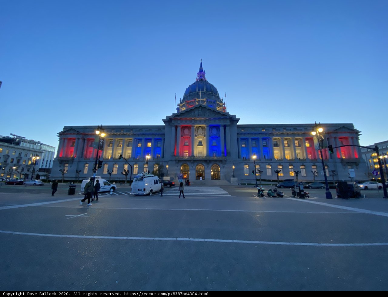 City Hall Shines in Red, White, and Blue