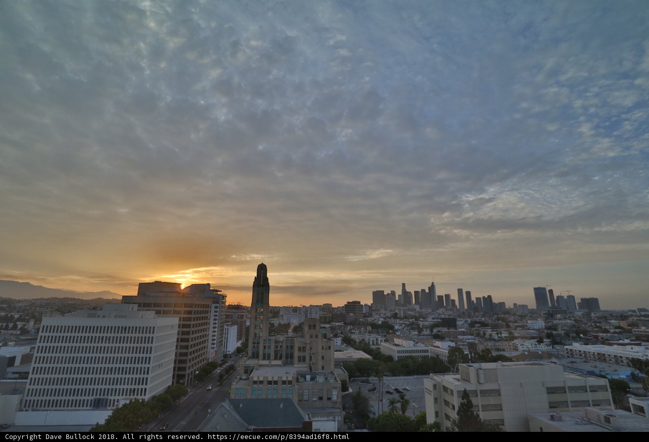 Sun Setting over Los Angeles Skyline