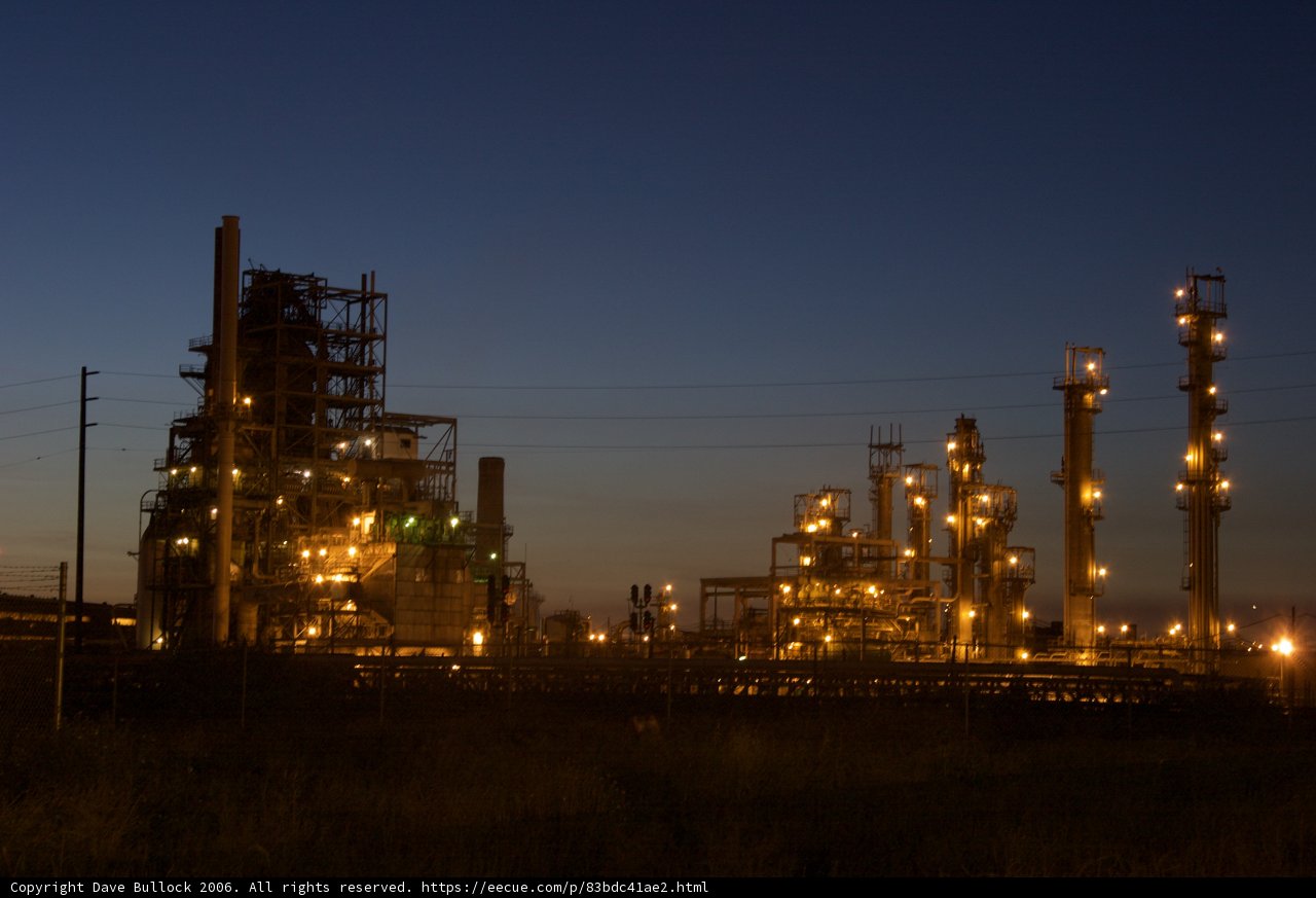 Illuminated Refinery in the Night