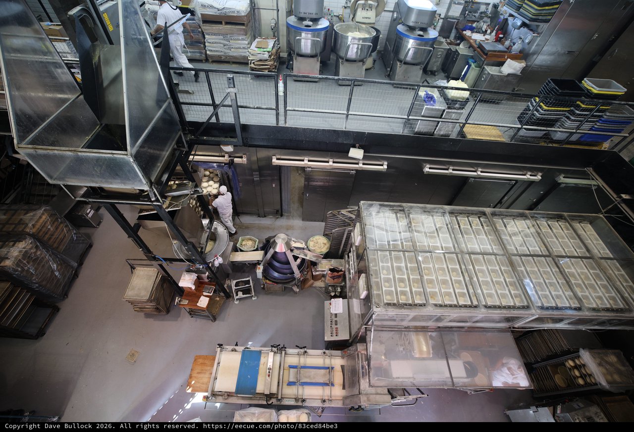 Overhead View of Industrial Bakery Production Floor