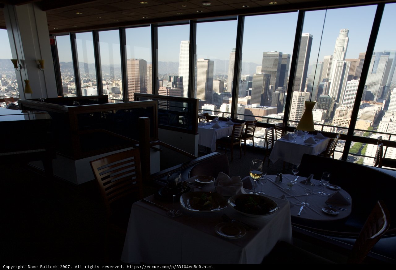 Cityscape View from Restaurant Dining Tables