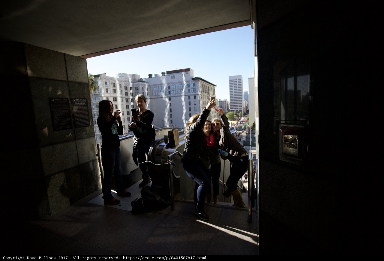 Women's March Participants Gather in Doorway