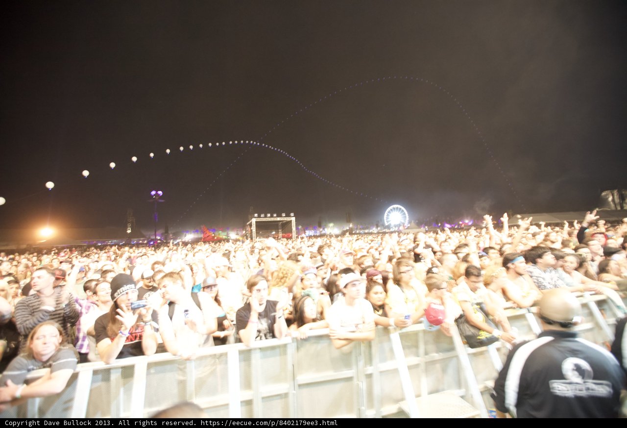 Nighttime concert crowd at Coachella