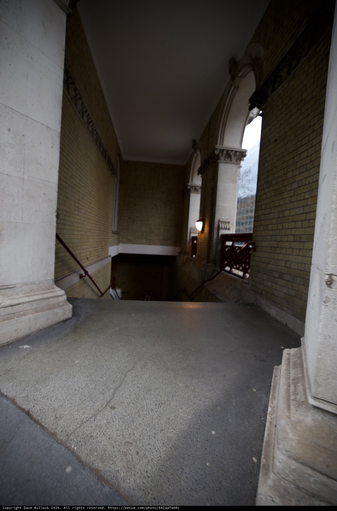 Covered Pedestrian Bridge Between Classical Buildings