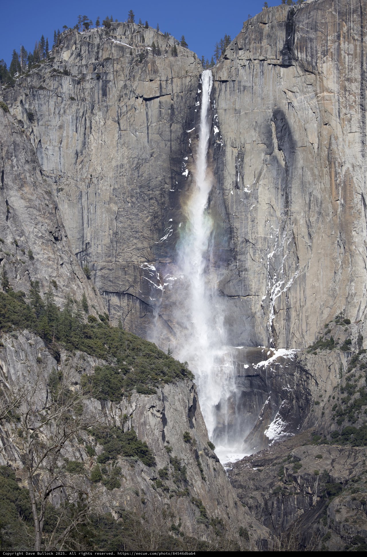 Yosemite Falls Cascading Down Granite Cliffs in Spring