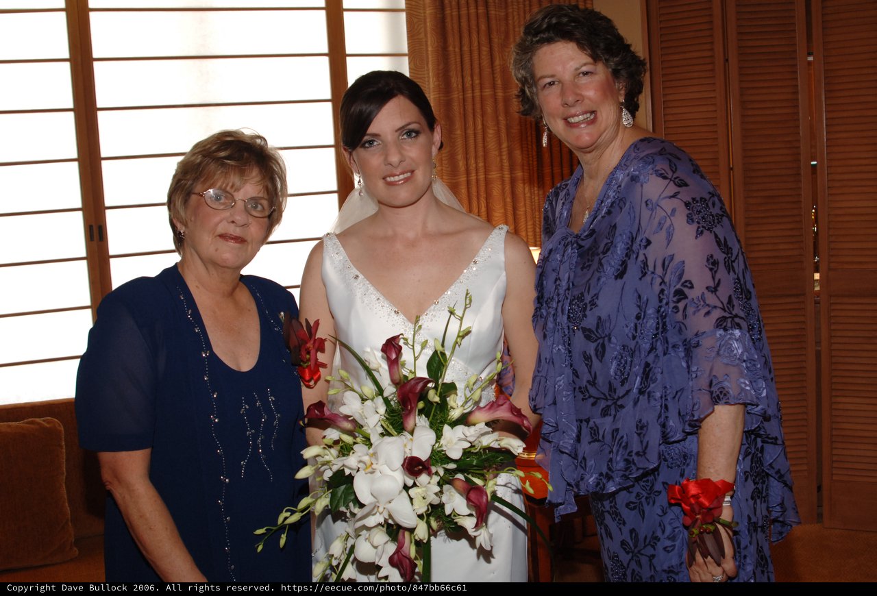 Bride Poses with Family on Wedding Day