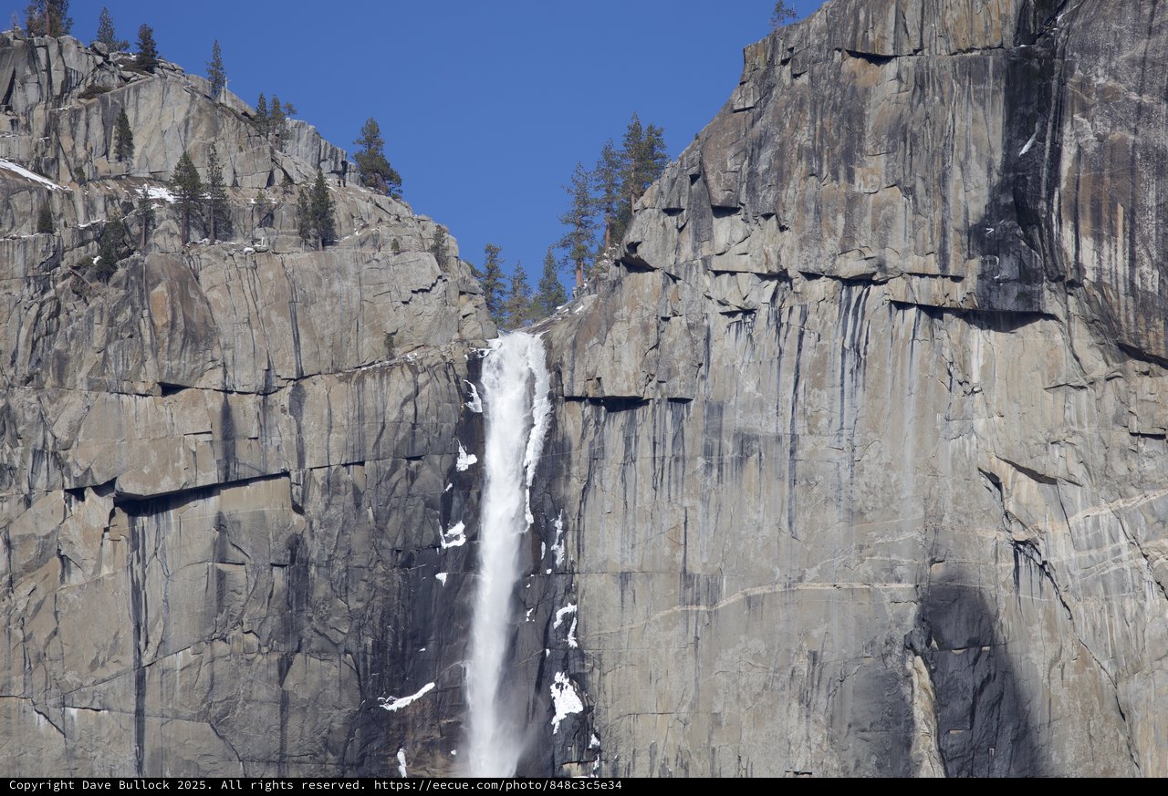 Upper Yosemite Fall Cascading Through Granite Canyon