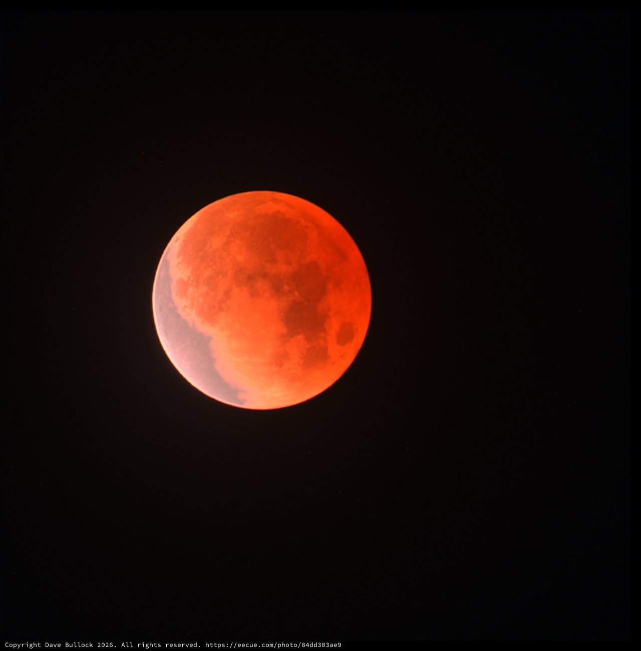 Blood Moon Lunar Eclipse in Red-Orange Glow