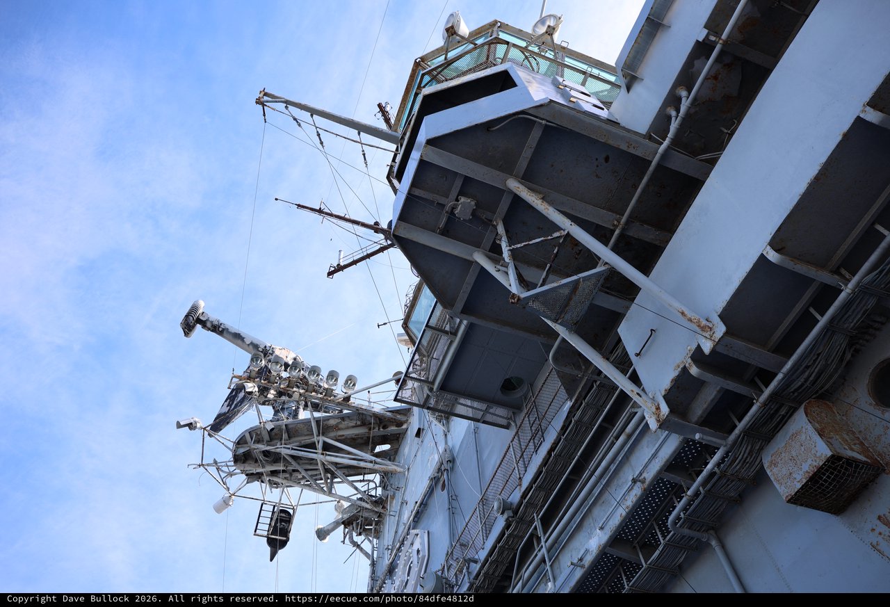 USS Hornet Aircraft Carrier Mast and Communications Array