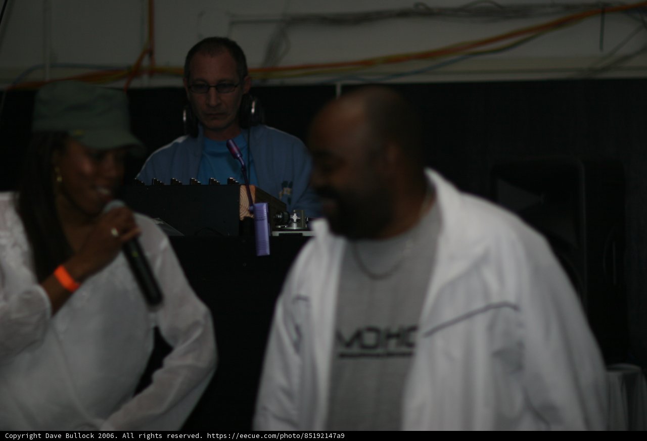 Three People in Coats and Lab Coats