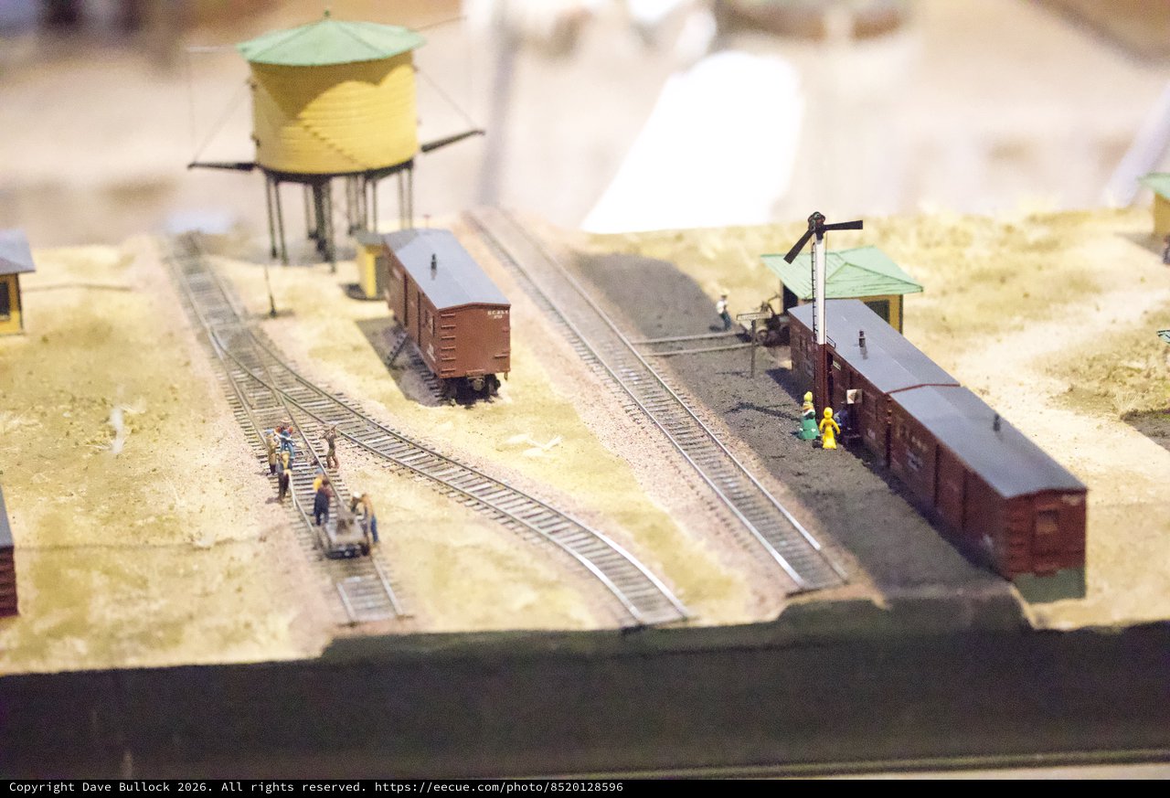 Miniature Railroad Depot Scene with Water Tower