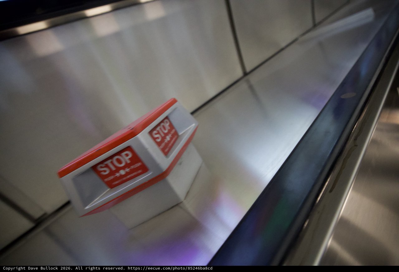 Emergency Stop Button on Modern Escalator