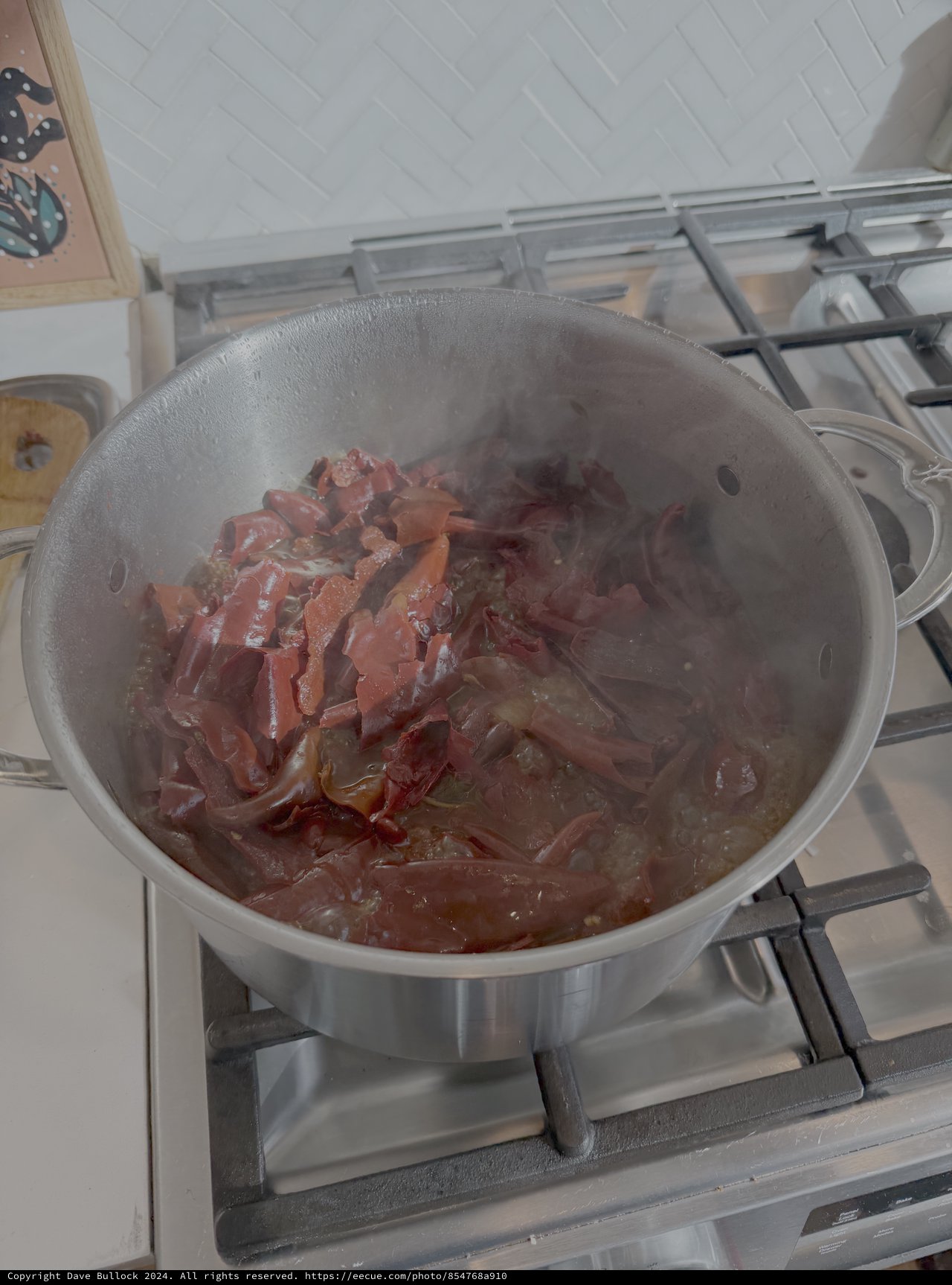 Red Onions Caramelizing in Steel Pan