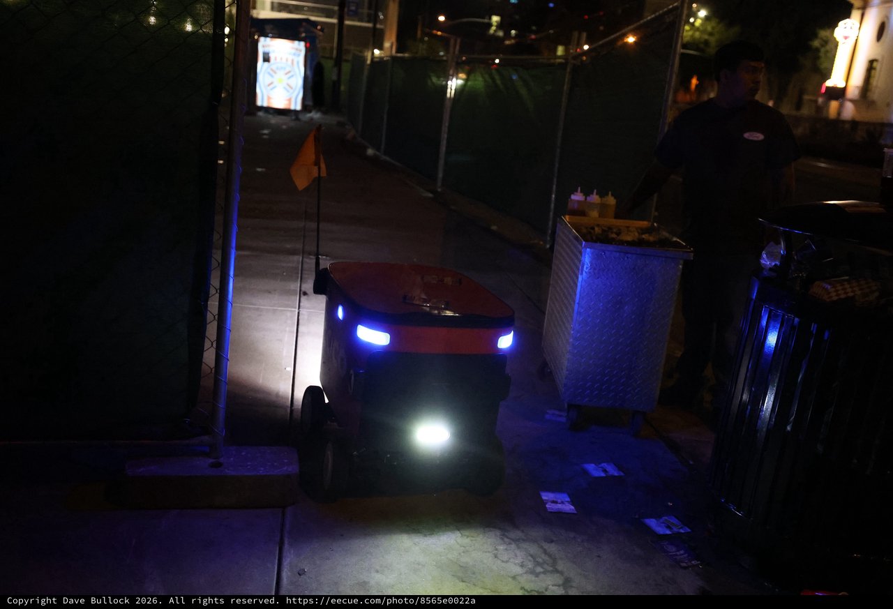 Autonomous Delivery Robot Navigates Nighttime Festival Sidewalk