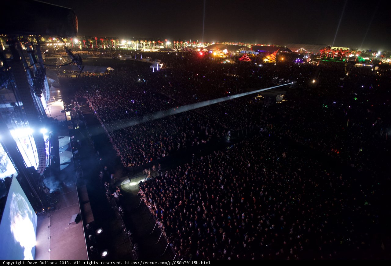 Nighttime Crowd at Coachella Music Festival