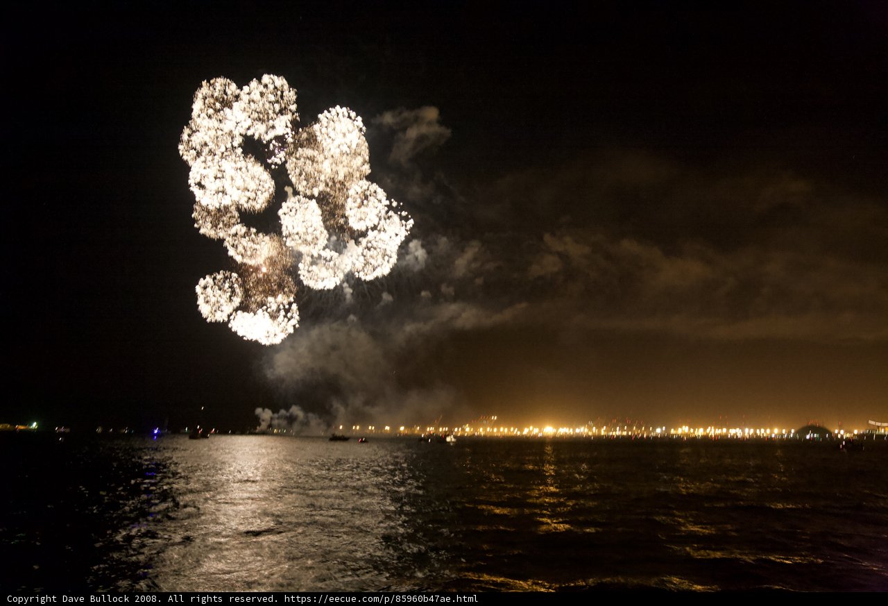 Sparkling Water Fireworks at Night