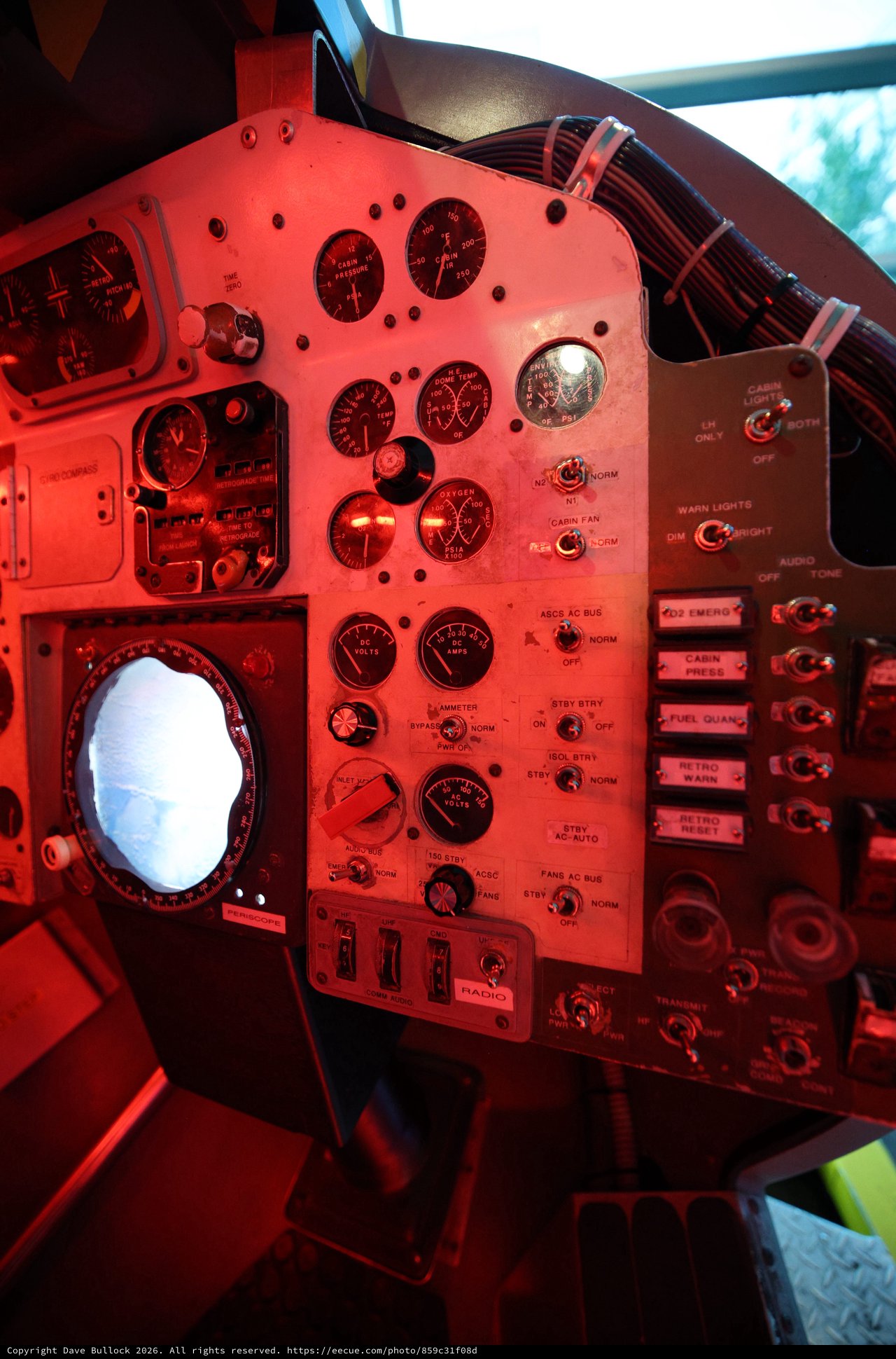 Vintage Aircraft Cockpit Illuminated in Red Light