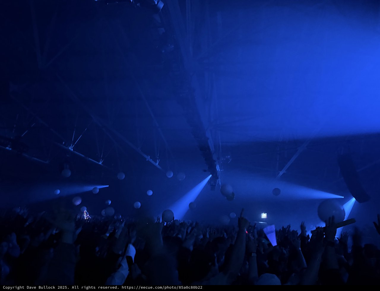 Skrillex Concert: Immersive Blue Light Show with Crowd