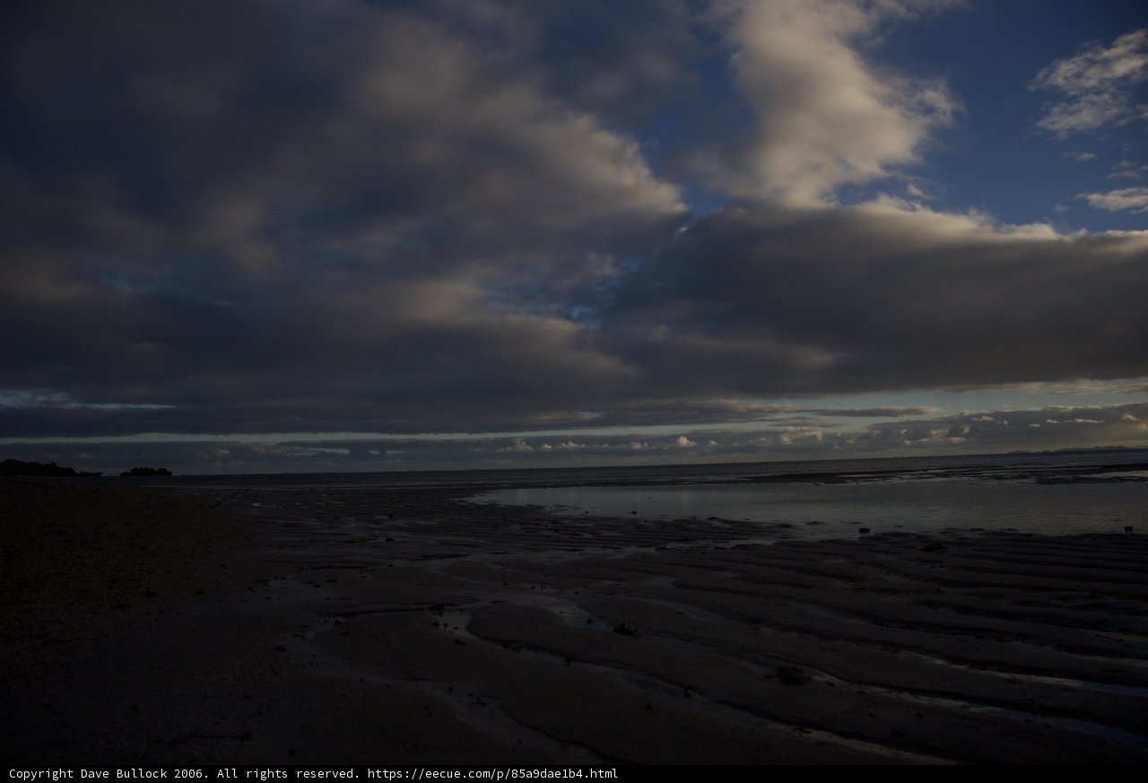 Sunset over a Cloudy Beach