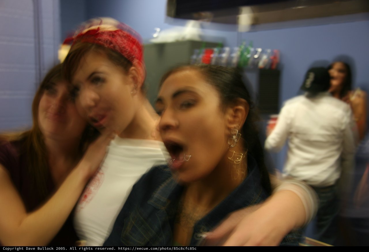 Blurred Motion of Two Women at a Party