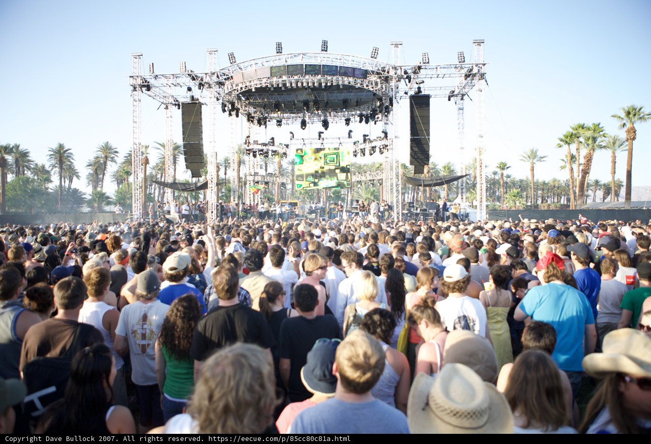 Coachella Crowd: A Sea of People Under a Blue Sky