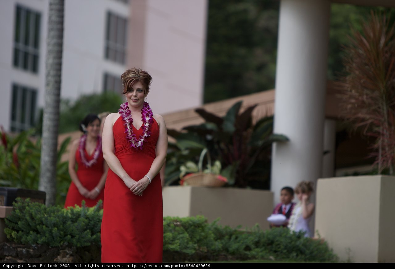 A Red Dress and Flower Arrangement