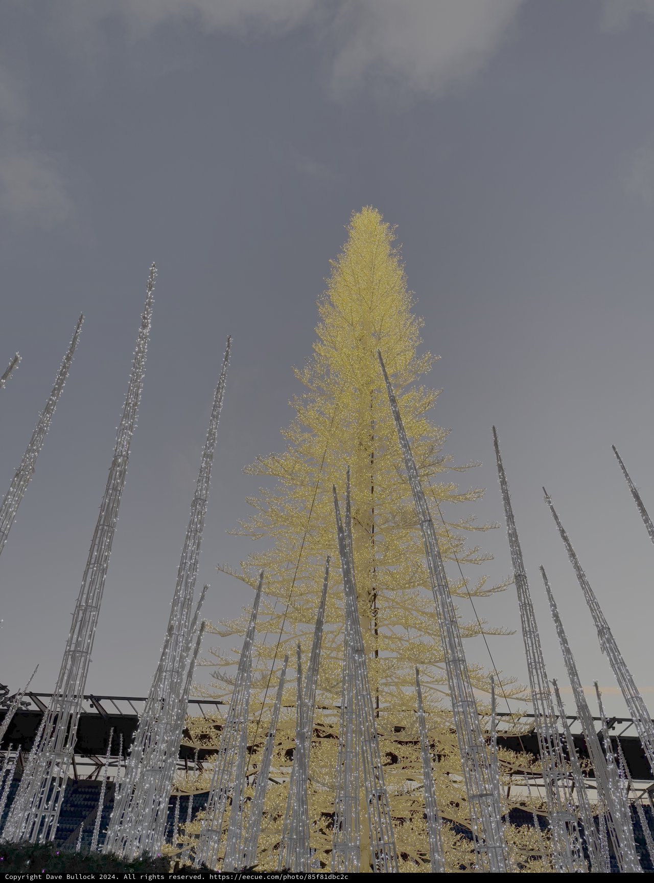Construction Site with Golden Tree Against Storm