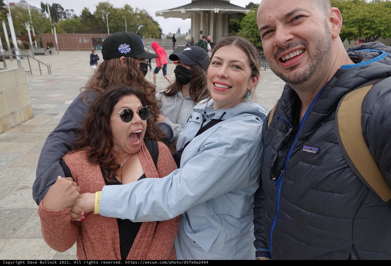 Friends Group Hug at Public Plaza